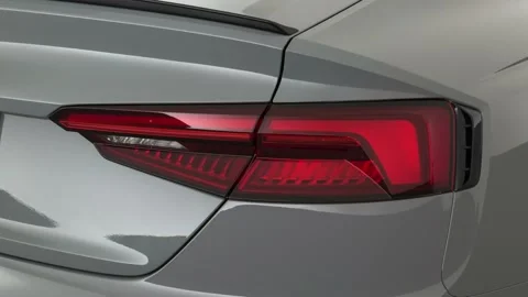 Car red tail light close up Nardo Gray 2019 Audi RS 5 Sportback 2.9 TFSI Vídeos de archivo 160050734