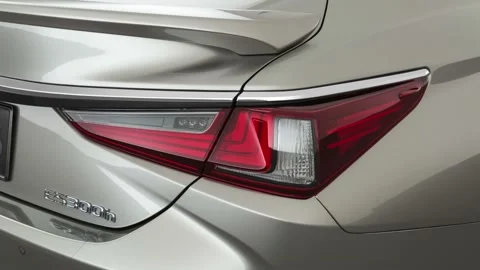 Car red tail light close up Atomic Silver 2019 Lexus ES Hybrid ES 300h Luxury Stock Footage 160057124