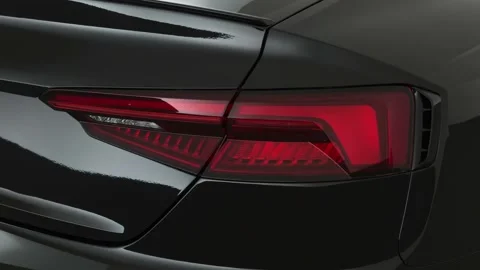 Car red tail light close up Mythos Black Metallic 2019 Audi RS 5 2.9 TFSI Vídeos de archivo 160065707