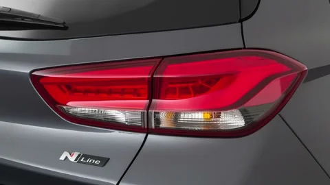 Car red tail light close up Summit Gray 2019 Hyundai Elantra GT N Line Stock Footage 160077148