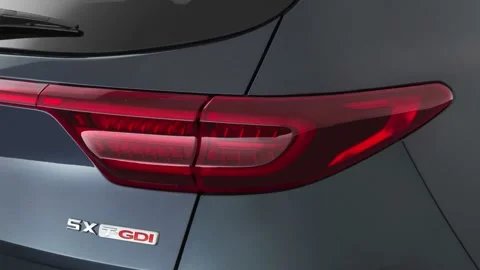 Car red tail light close up Pacific Blue 2020 Kia Sportage SX Turbo Stock Footage 160083020