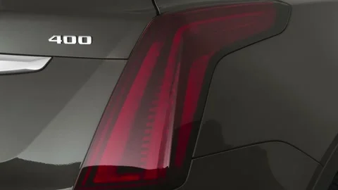 Car red tail light close up Dark Mocha Metallic 2020 Cadillac XT5 Premium Luxury Stock Footage 160087721