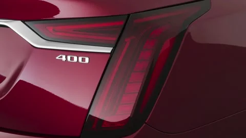 Car red tail light close up Cajun Red Tintcoat 2020 Cadillac CT6 Luxury sedan Vídeos de archivo 160099891