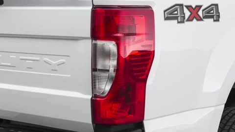 Car red tail light close up Oxford White 2020 Ford F-250 SD XL Stock Footage 160105115