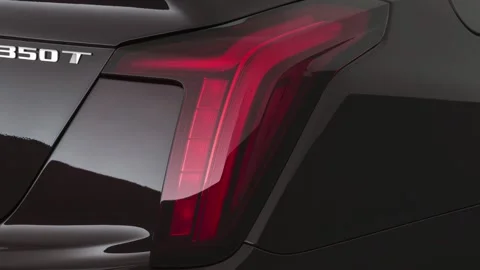 Car red tail light close up Garnet Metallic 2020 Cadillac CT5 Premium Luxury Stock Footage 160112752