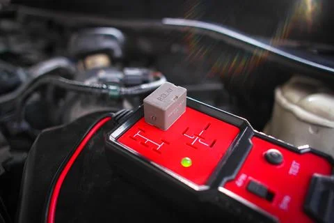 Car relay testing with a relay tester for system test Stock Photos
