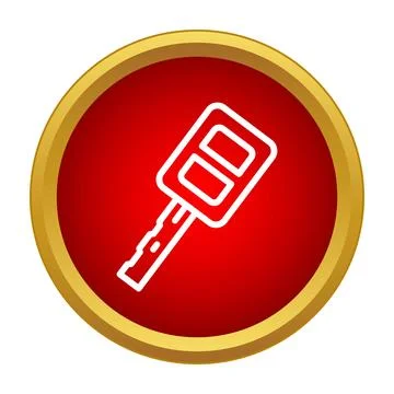 Car remote control key line icon red circle Stock Illustration