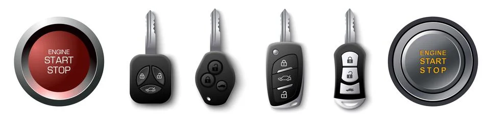 Car remote engine start key or button vector Illustrazione stock