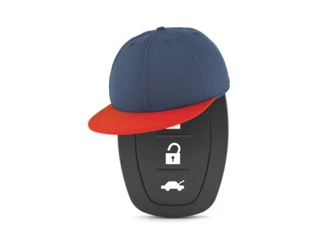Car remote key with baseball cap Stock Illustration