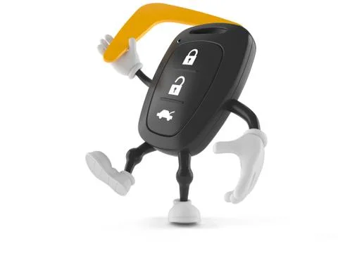 Car remote key character throwing boomerang Stock Illustration