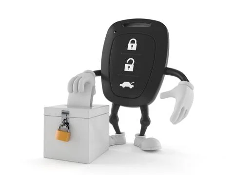 Car remote key character with vote ballot Illustrazione stock
