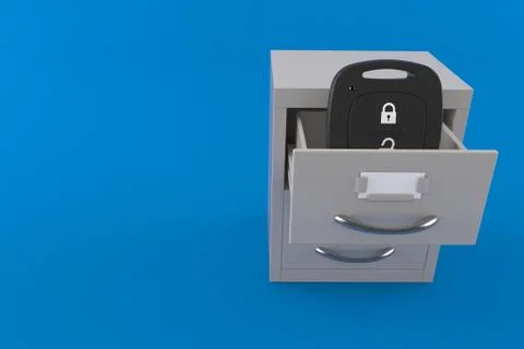 Car remote key inside archive locker Illustrazione stock