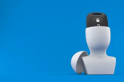 Car remote key inside head Illustrazione stock