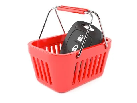 Car remote key inside shopping basket Stock Illustration