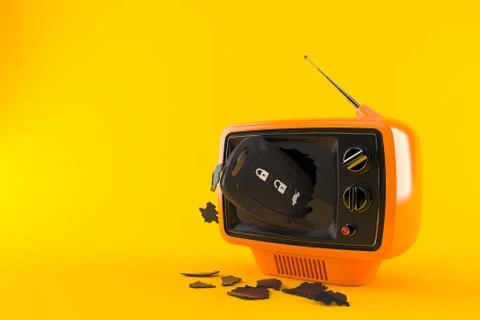 Car remote key inside tv set Illustrazione stock