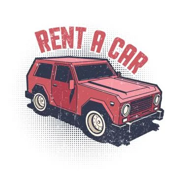 Car rental old school emblem Stock Illustration