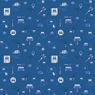 Car Rental vector concept colored seamless pattern Stock Illustration