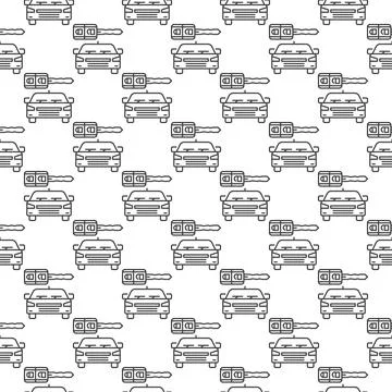 Car Rental vector linear minimal seamless pattern Stock Illustration