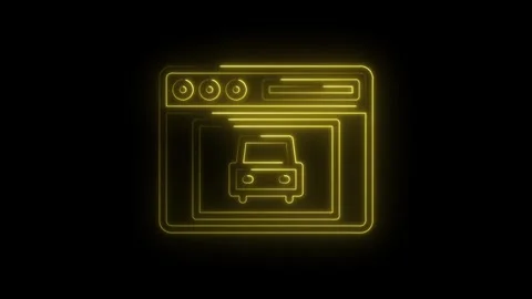 Car rental website interface with neon glowing outline design on black back.. Stock Footage 314536376
