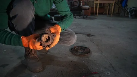Car repair, installation of rear disc brakes instead of drums Stock-Footage 225699686