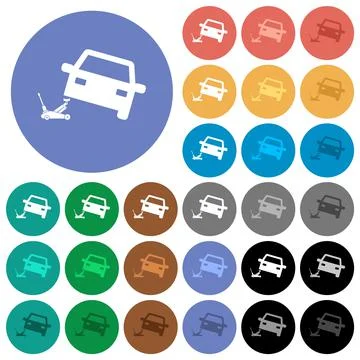 Car repair round flat multi colored icons Stock Illustration