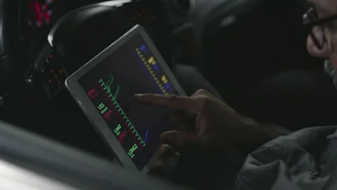 Car Repair Technician with Tablet Testing Engine during Checkup Video stock 280321817