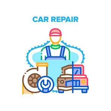 Car Repair Work Vector Concept Color Illustration Ilustración de archivo