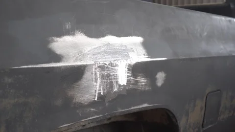 The car is repaired with stud welding Stock Footage 119451024