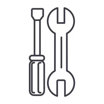 Car repairs vector line icon, sign, illustration on background, editable strokes Stock Illustration