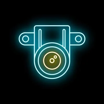 Car reverse parking camera neon glowing icon Stock Illustration