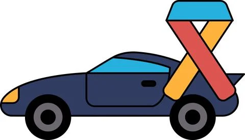A car with a ribbon attached to it Stock Illustration