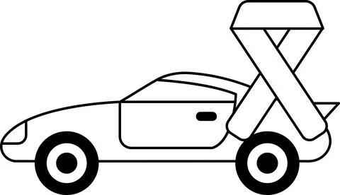 A car with a ribbon attached to it Stock Illustration