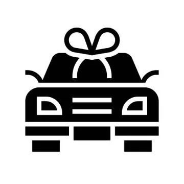 Car with ribbon vector illustration, solid style icon イラスト素材