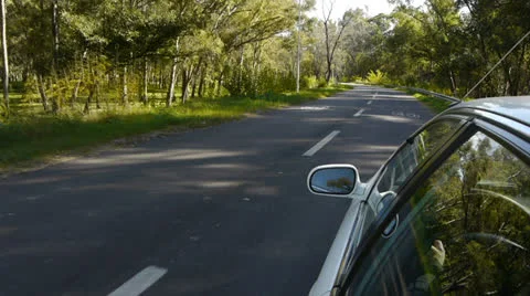 Car Ride POV with reference. Country road Stock Footage 24609123