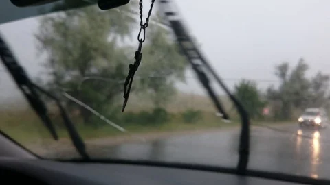 Car ride in the rain Stock Footage 91403141