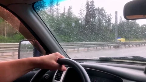 Car ride in the rain Stock Footage 156636465