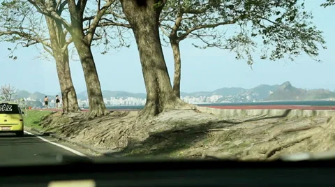 A car ride view of Rio de Janeiro, next host of Worldcup and Olympics. Stock Footage 33700367