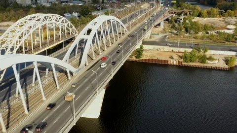 The car rides on the bridge Stock Footage 119966853