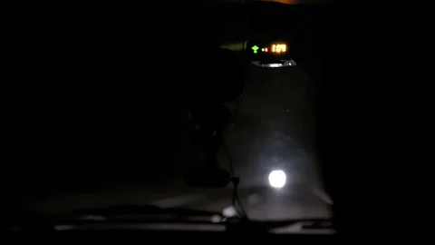 Car rides at night on a very bad road. The car cracks and staggers. Inside view. Stock Footage 100843907