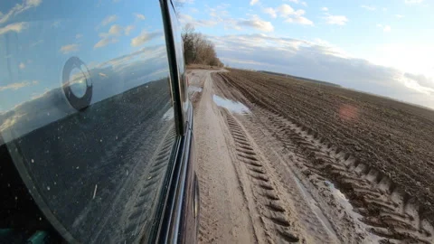 The car rides on the road, winter time. Stock Footage 128225312