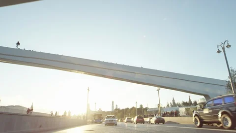 The car rides through the night metropolis Stock Footage 112743592