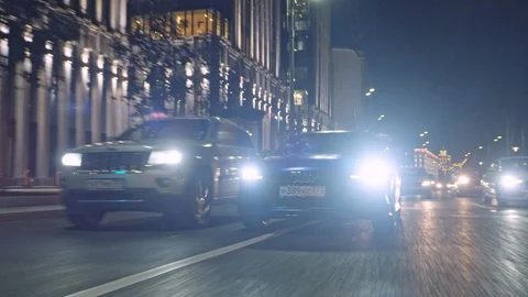 The car rides through the night metropolis Stock Footage 112743695