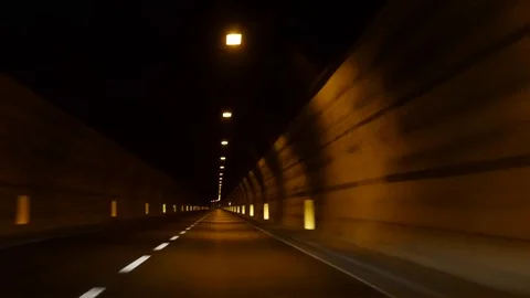 The car rides through the tunnel Stock Footage 79883447