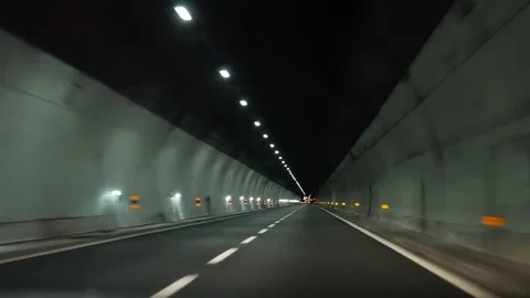 The car rides through the tunnel Stock Footage 79883593