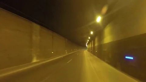 The Car Rides Through The Tunnel Stock Footage 83246860