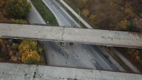 Car rides under the bridge Stock Footage 127685821