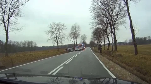 Car road accident from driver perspective, dash camera, recorder Stock-Footage 88125527