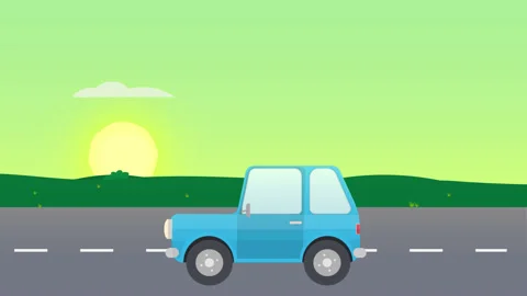 Car on the road. Animation of a car driv... | Stock Video | Pond5