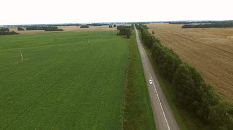 The car on the road between fields Stock-Footage 67875521