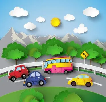Car on road curve. Stock Illustration